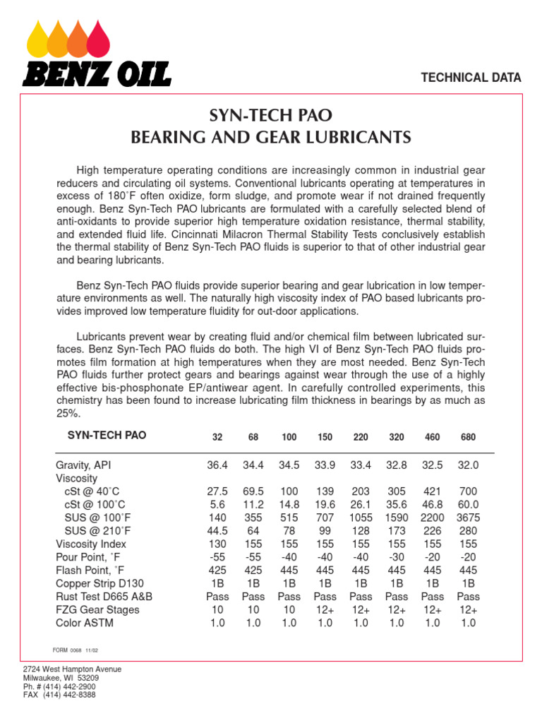 Syntech Industrial Pdf Lubricant Viscosity