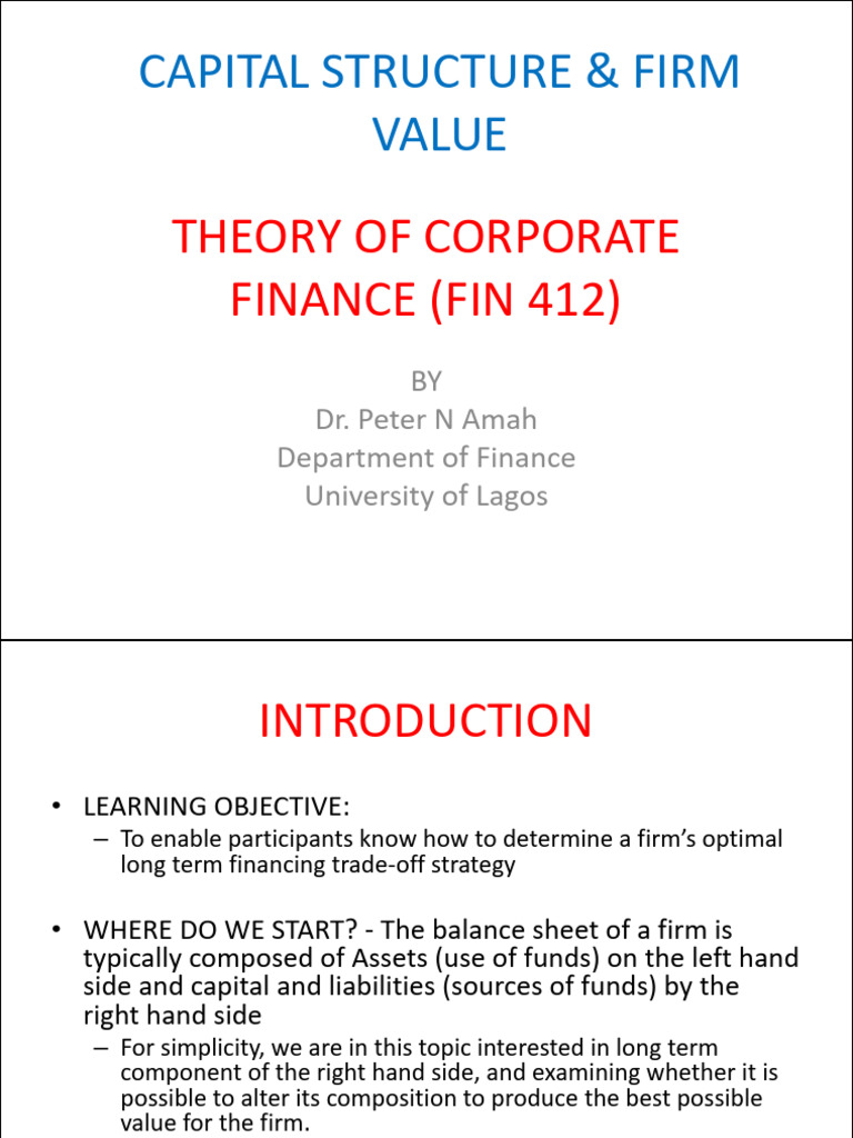 Capital Structure and Firm Value Analysis | PDF | Capital Structure ...