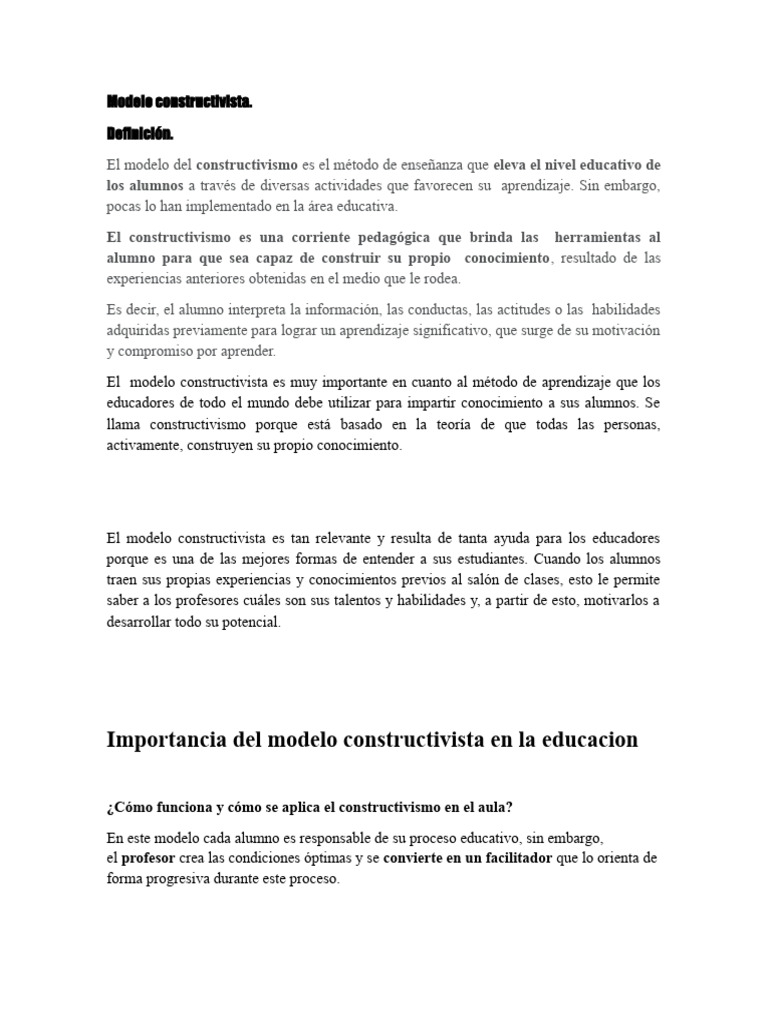 INVESTIGACION # 1 - Importancia Del Modelo Constructivista en La ...