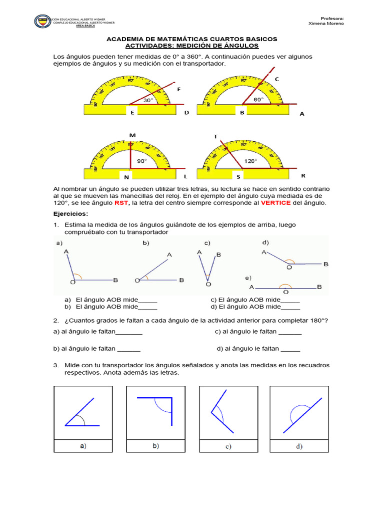Guia de Angulos | PDF | Ángulo | Geometría Elemental