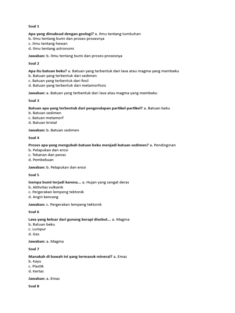 Soal Geologi Pdf