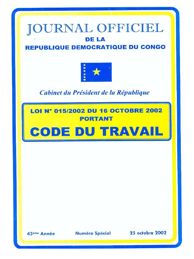 Code du Travail RDC : Principes et Innovations | PDF | Visa (Document ...