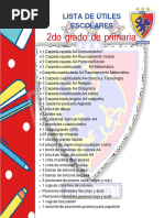 Lista de Útiles Escolares - Segundo Grado | PDF