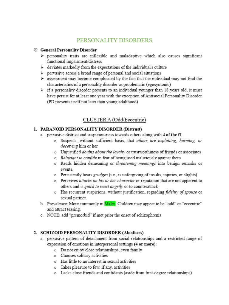 Personality Disorders | PDF | Personality Disorder | Mental Disorder