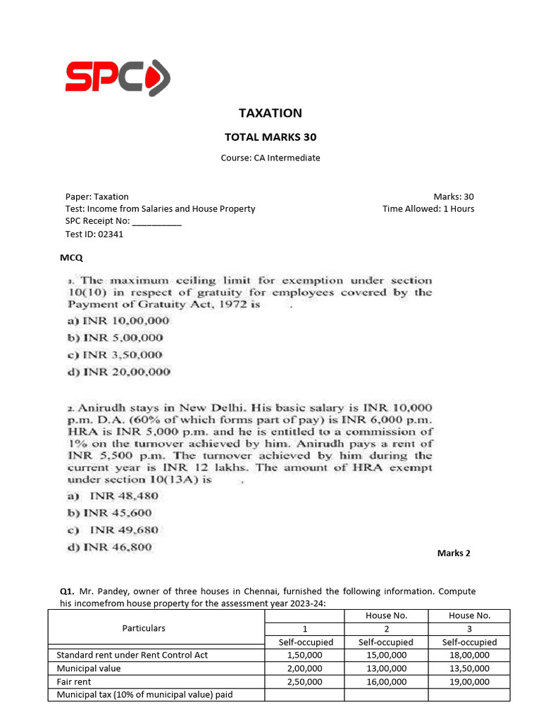 Tax Test 1 Qp Pdf Taxes Pension