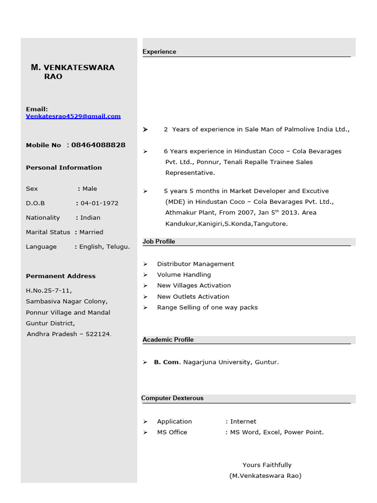 Venkateswara Rao Resume | PDF