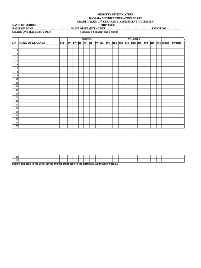 Grade 1 week 10 2024 literacy assessment pdf
