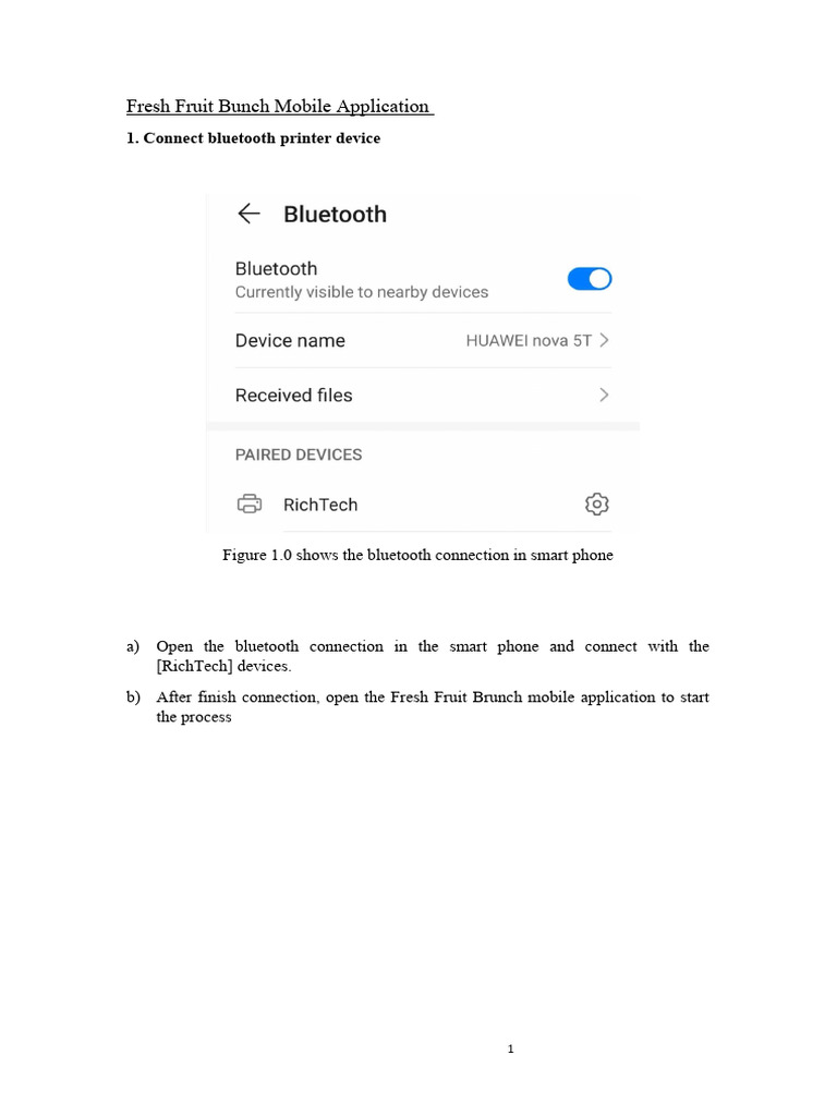 Fresh Fruit Bunch App User Guide | PDF | Synchronization | Bluetooth