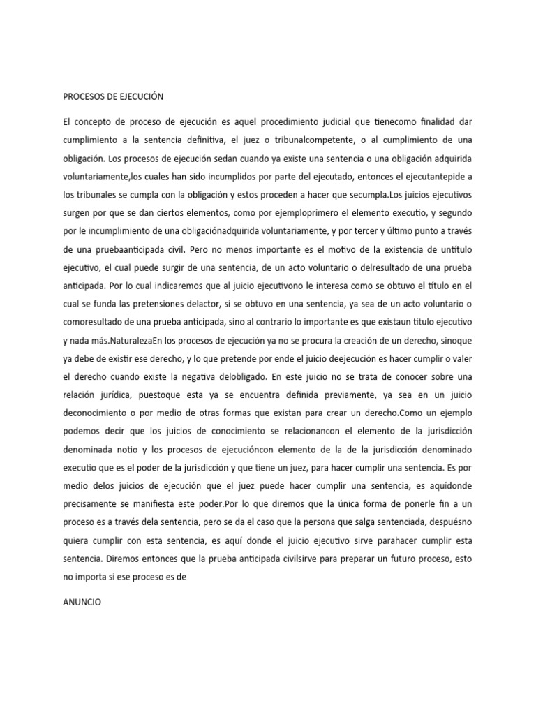 Proceso de Ejecucion en Derecho Civil | PDF | Sentencia (ley ...