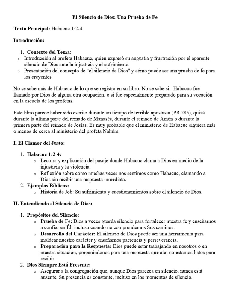 El Silencio de Dios | PDF | Fe | Dios
