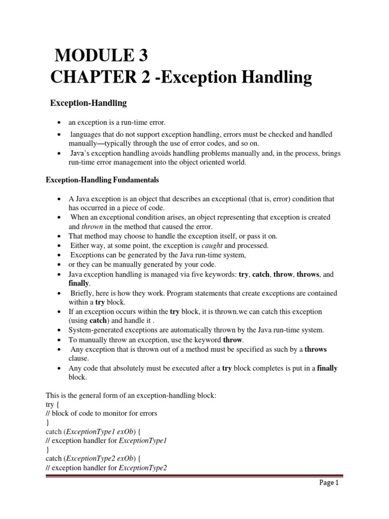 Java Exception Handling Basics | PDF | Method (Computer Programming ...