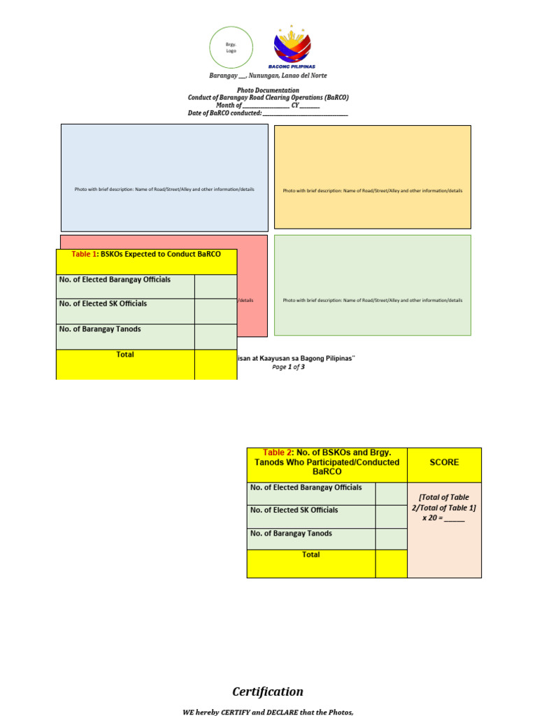Barangay Road Clearing Operations Report | PDF