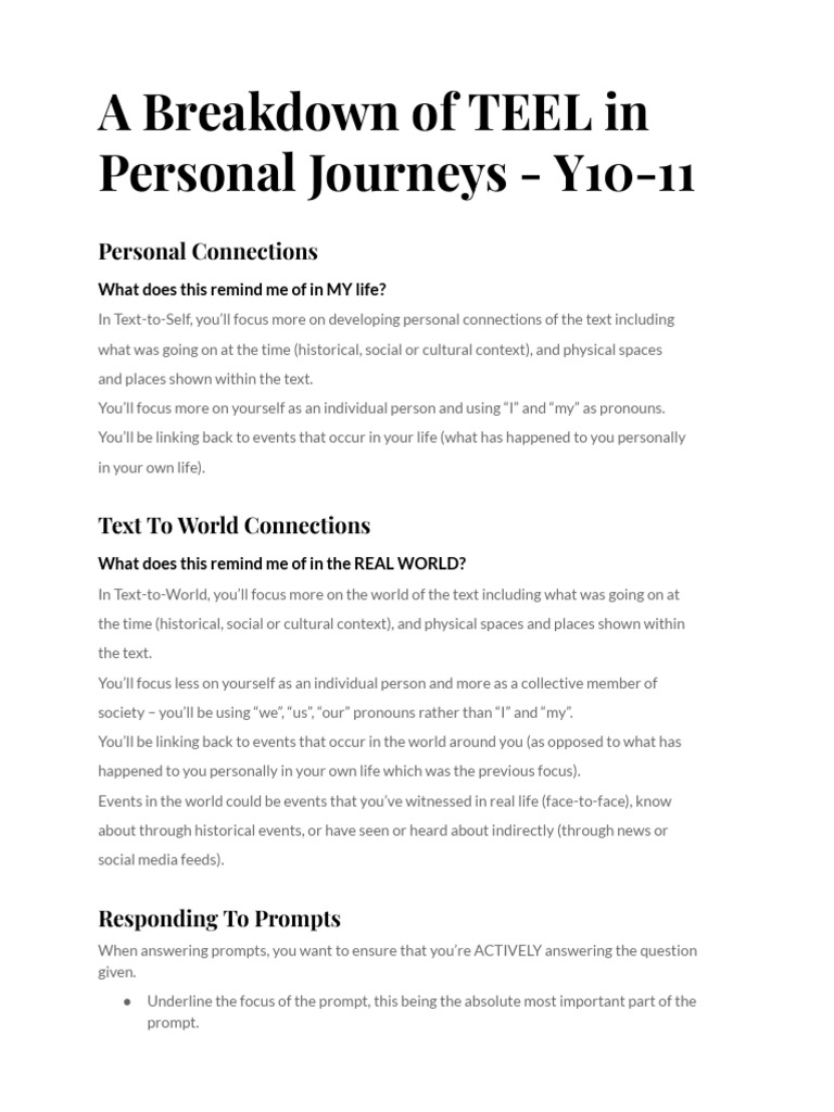 Personal Text Response Writing Guide | PDF | Fear | Cognition