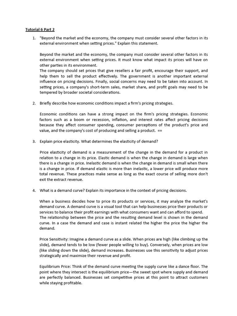 Tutorial+6+Part+2 Marketing | PDF | Demand | Elasticity (Economics)