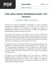 ICSE Julius Caesar Workbook Answer - Act 1 Scene 2 - Percentiler