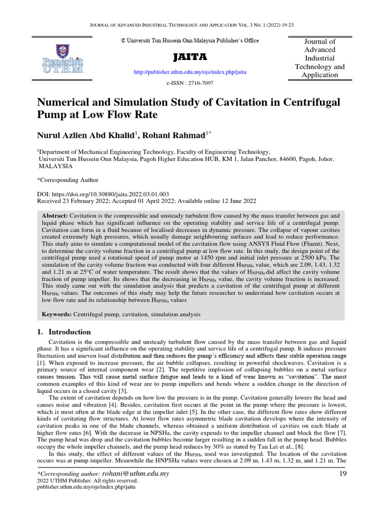 Cavitation Analysis in Centrifugal Pumps | PDF | Pump | Strength Of ...