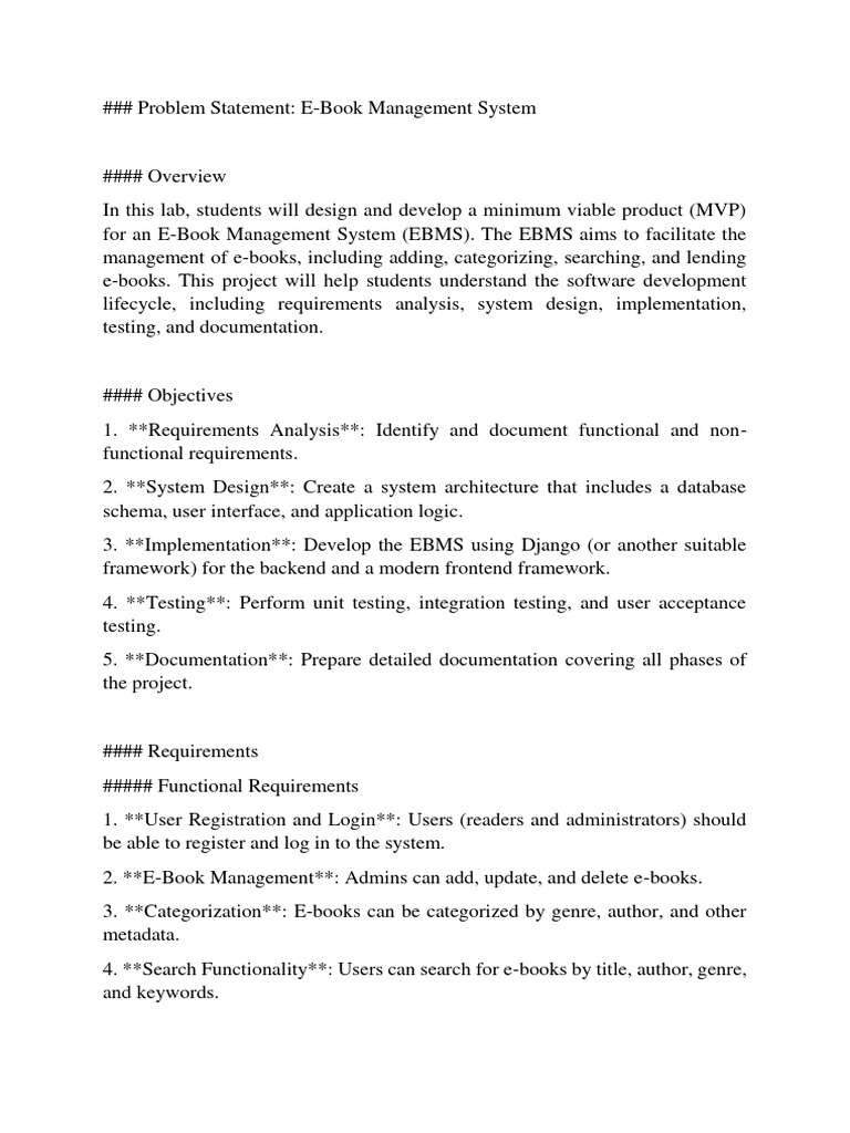 E-Book Management System Overview | PDF | Software Testing | Databases