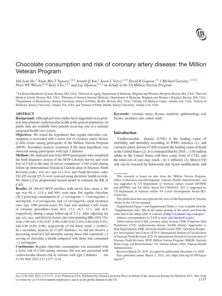 2021 Chocolate consumption and risk of coronary artery disease the ... - Chocolate Intake Negligence And Health Risks In Puppies