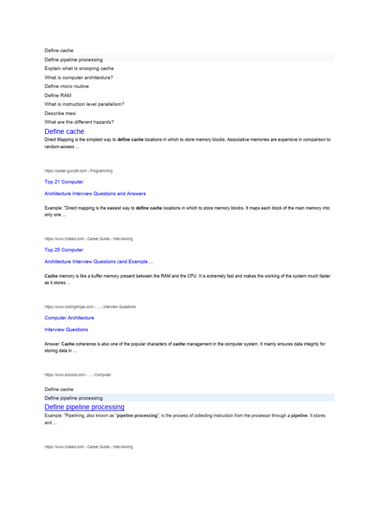 Key Computer Architecture Interview Topics | PDF | Cpu Cache | Central ...