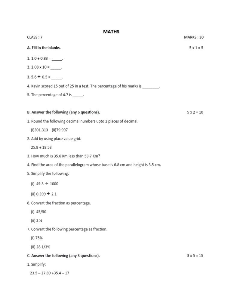 7 Maths EM | PDF
