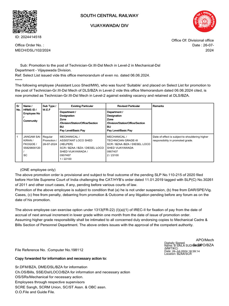 Tech-III-Dsl Mech of DLS-BZA Prom Order | PDF | Railway Companies