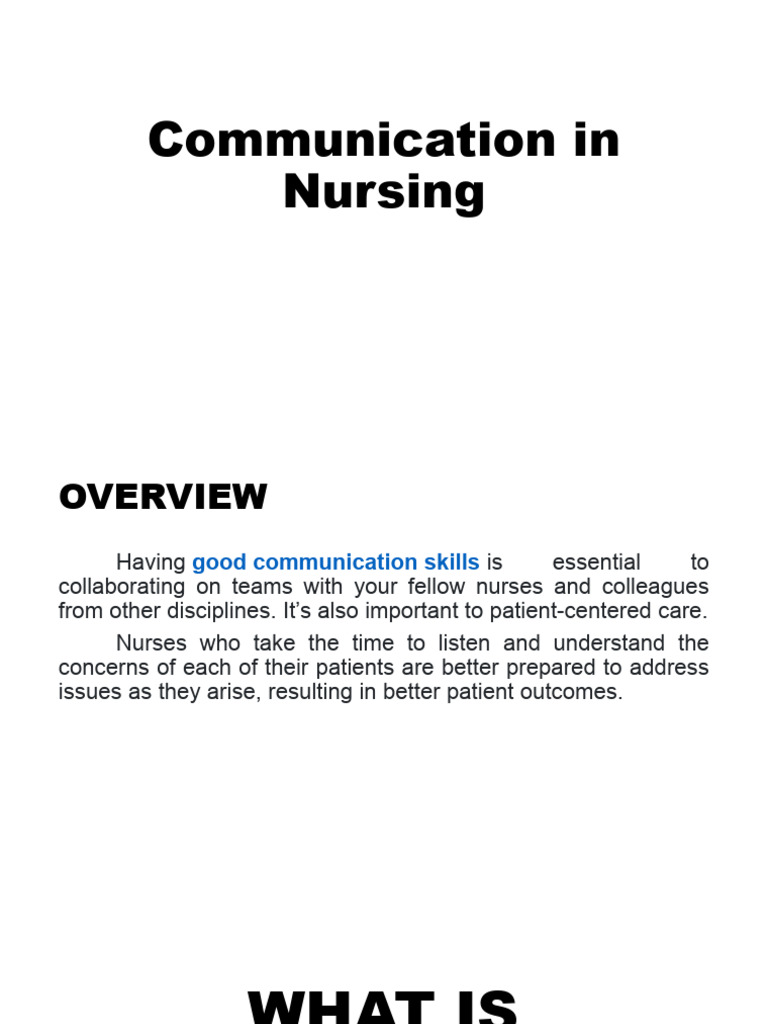 Verbal and Nonverbal Communication in Nursing | PDF | Communication ...