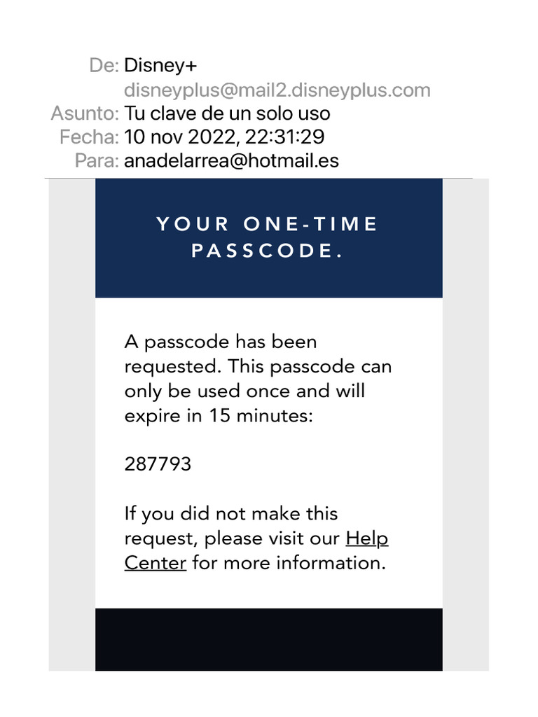 One-Time Passcode for Disney+ Access | PDF