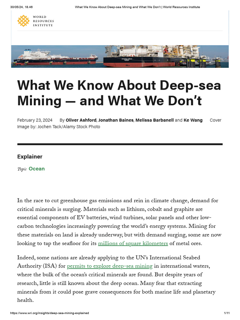 Deep-Sea Mining: Current Insights and Gaps | PDF | Mining | Seabed