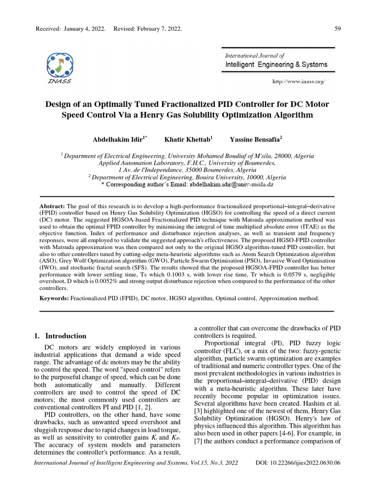 Optimized FPID Controller for DC Motors | PDF | Control Theory ...