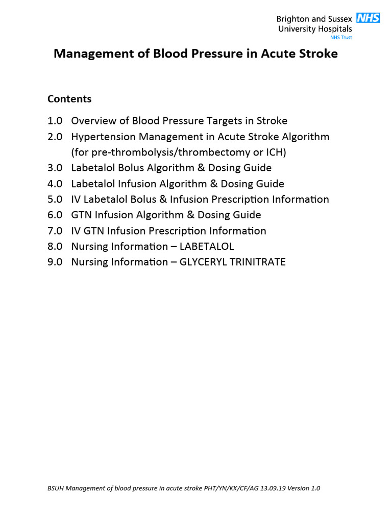 Acute Stroke Blood Pressure Management | PDF | Blood Pressure ...