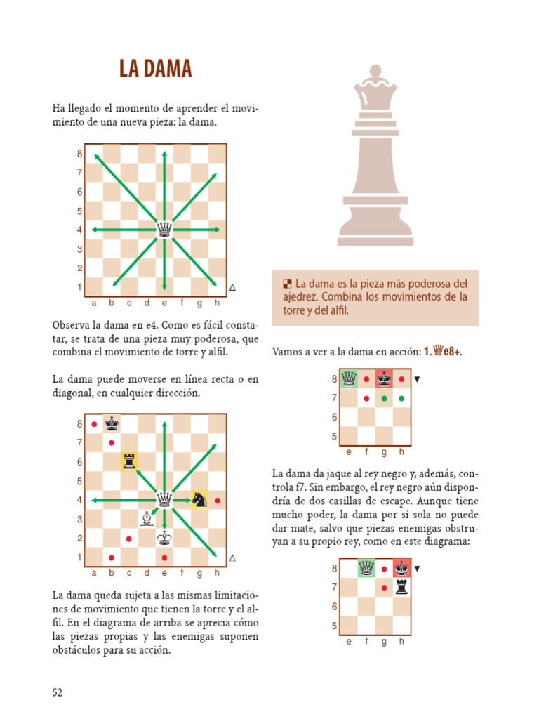 Movimiento y poder de la dama en ajedrez | PDF | Teoría del ajedrez ...