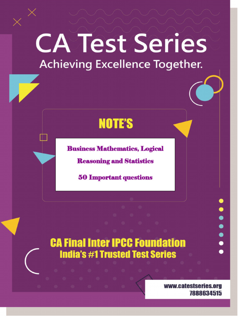 Ca Foundation Math 50 IMP QUES | PDF | Statistics | Ratio
