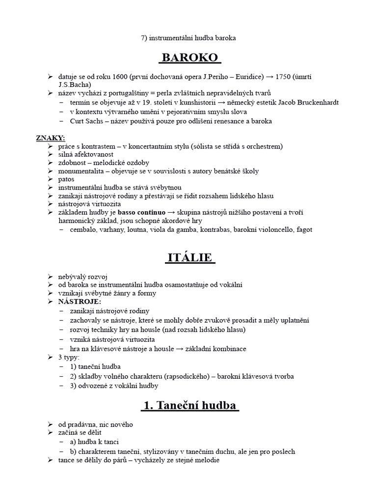 Instrumentální Hudba Baroka | PDF