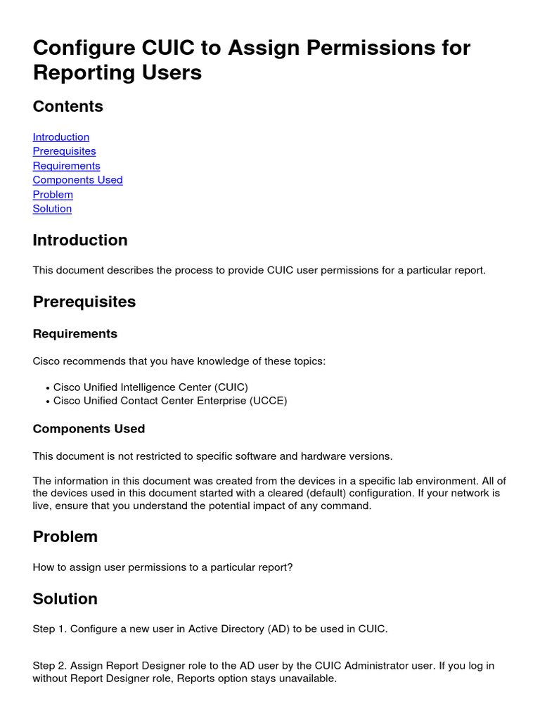 CUIC User Permissions Setup Guide | PDF | Technology & Engineering