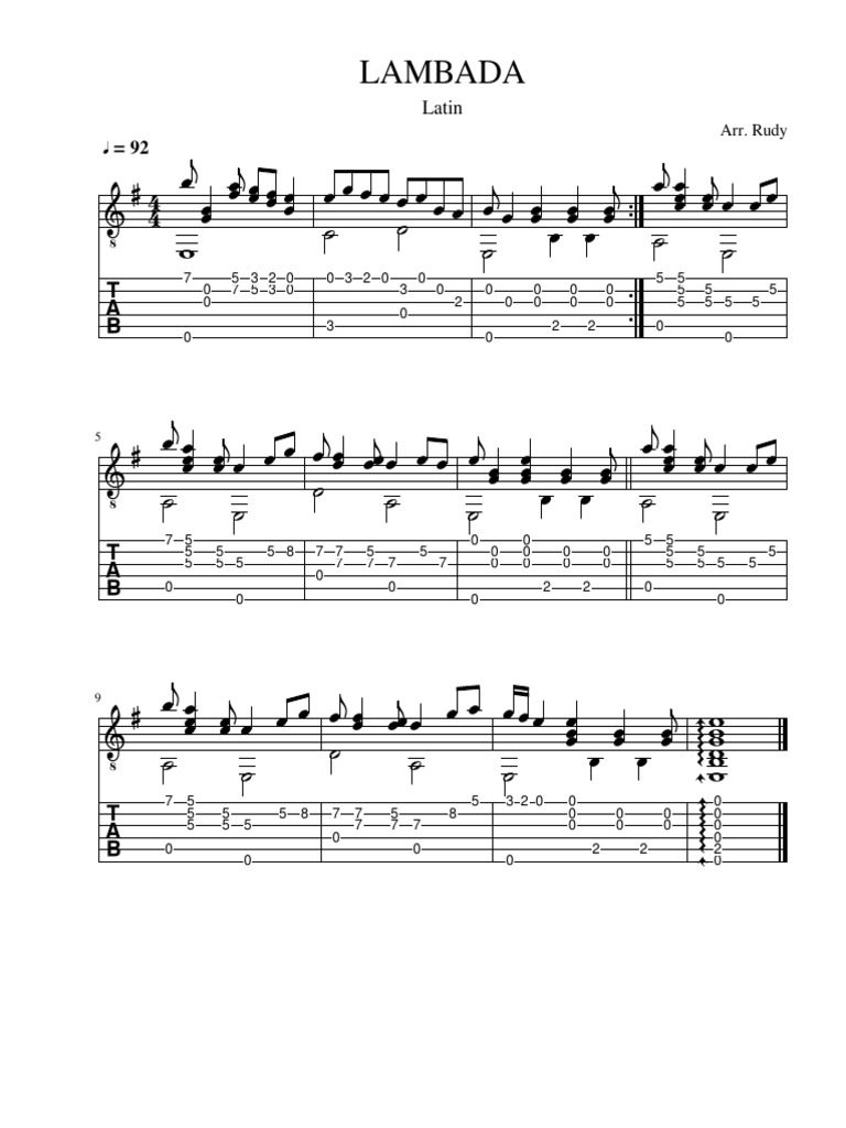 Latin Lambada Arrangements Guide | PDF
