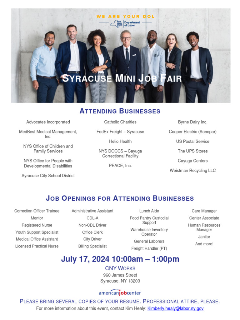 Syracuse Mini Job Fair Opportunities | PDF | Social Programs | Public ...