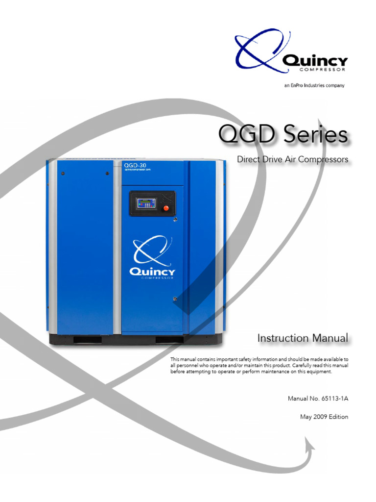 QGD Direct Drive Air Compressor Manual | PDF | Valve | Gas Technologies