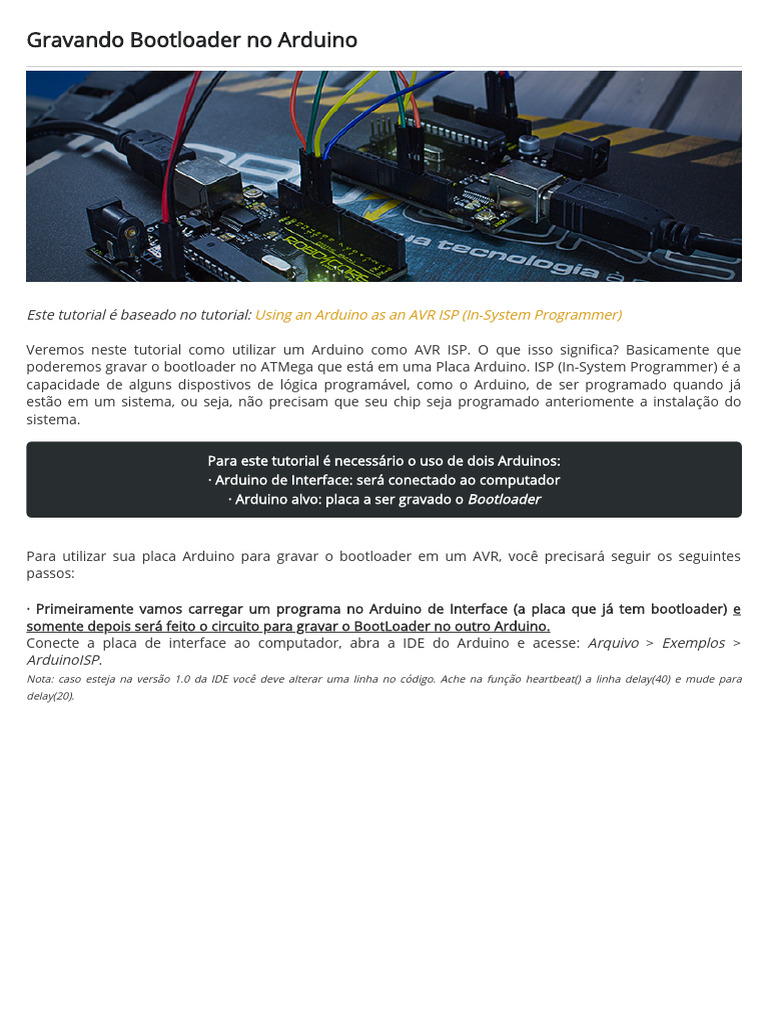 Gravando Bootloader no Arduino | PDF | Arduino | Ciência da Computação