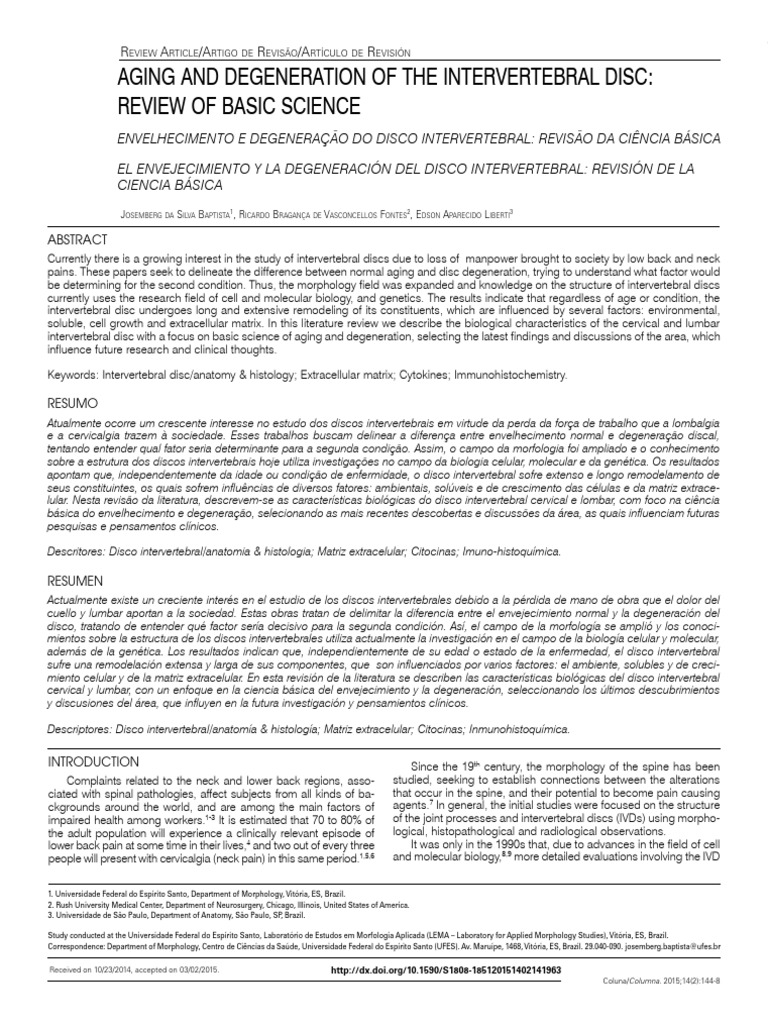 Aging and Degeneration of Intervertebral Discs | PDF | Angiogenesis ...