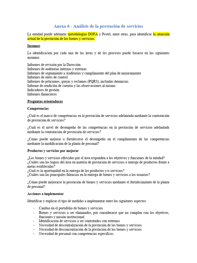 Anexo 6 - Análisis de Prestación de Servicios | PDF | Business