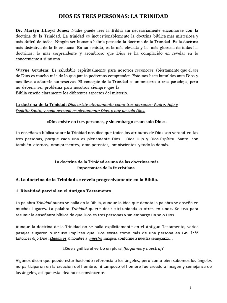 Doctrina de la Trinidad en la Biblia | PDF | Trinidad | espíritu Santo