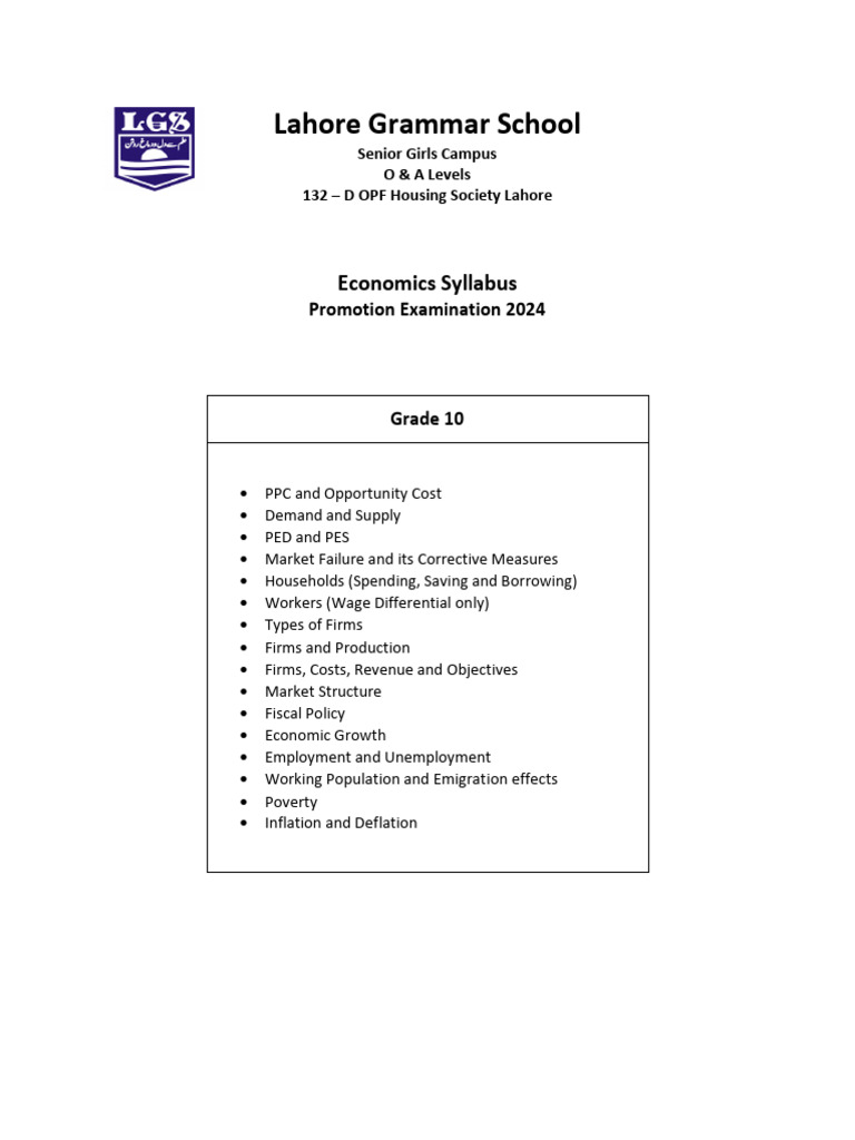 Lgs Exam Syllabus