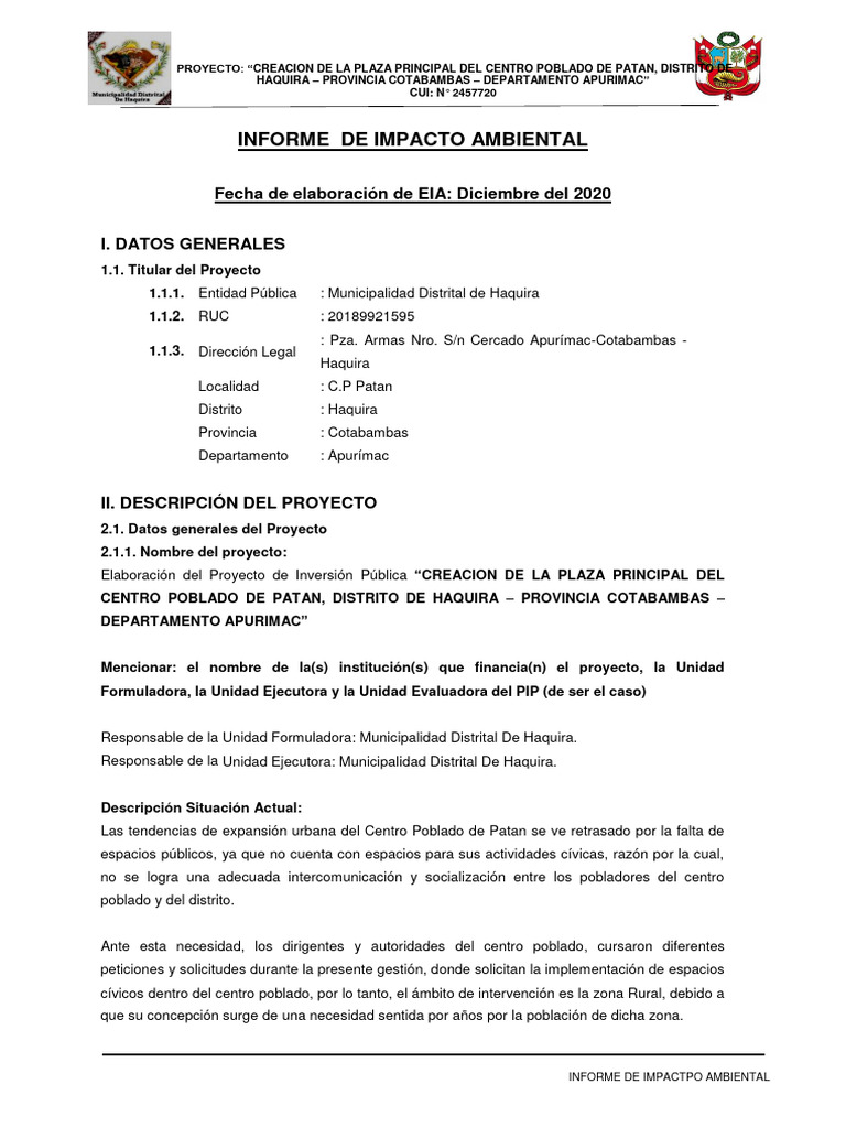 C. ESTUDIO DE IMPACTO AMBIENTAL | PDF | Residuos | Evaluación de ...