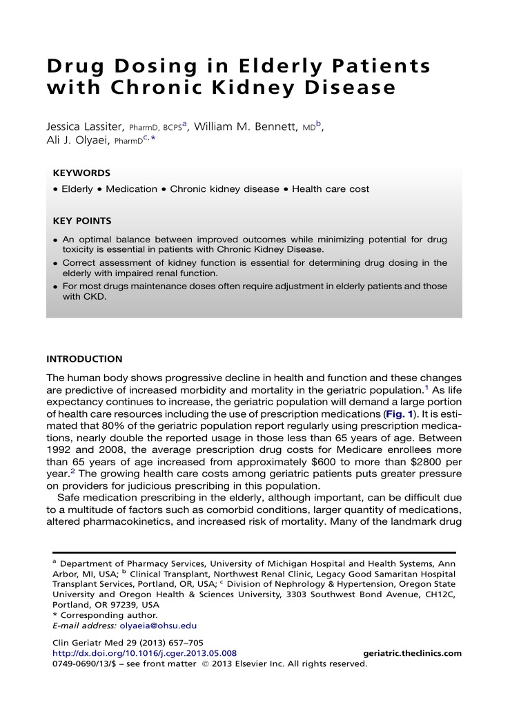 Elderly Drug Dosing in CKD Management | PDF | Chronic Kidney Disease ...