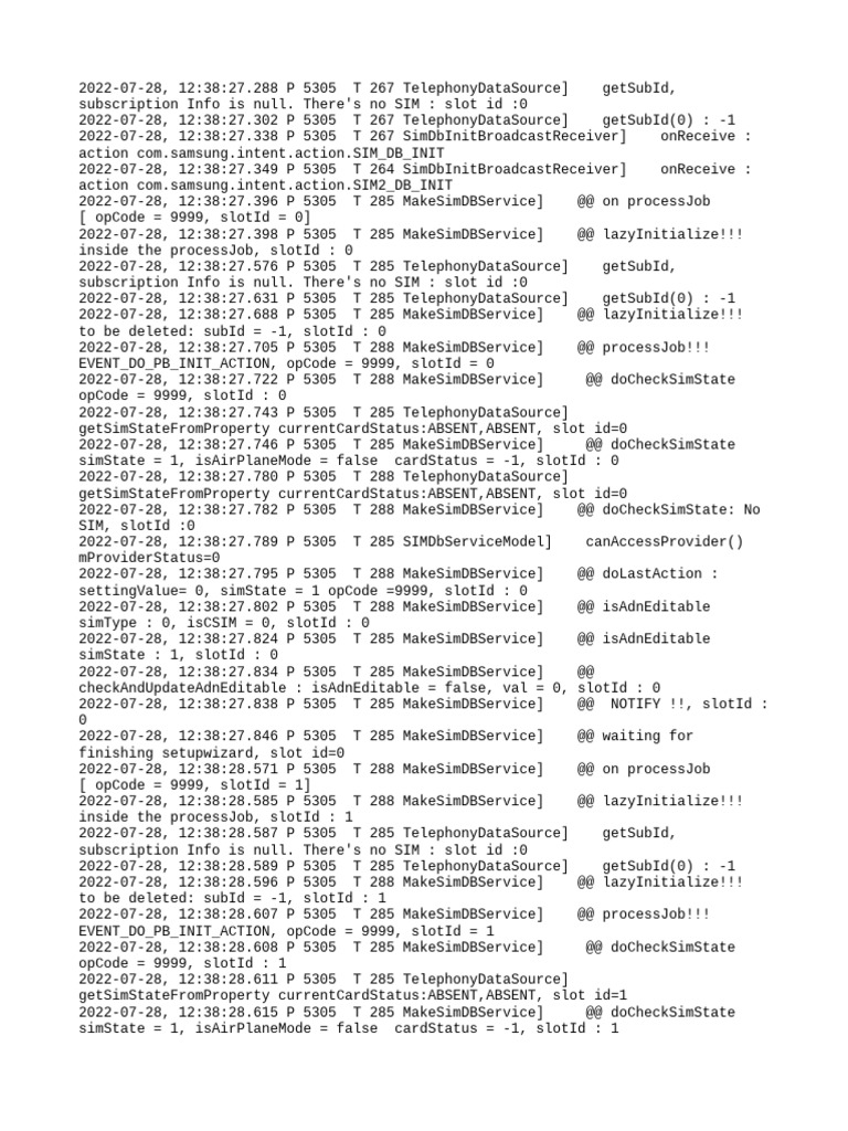SIM State Initialization Log | PDF | Computers