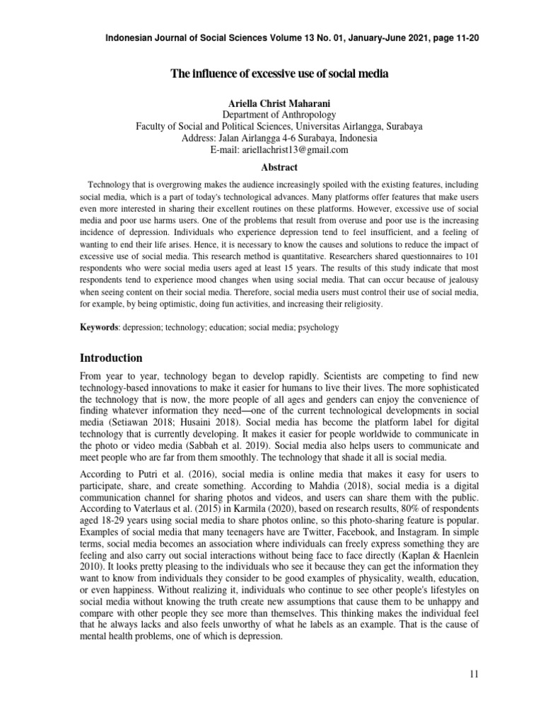 Impact of Excessive Social Media Use | PDF | Popular Culture & Media ...