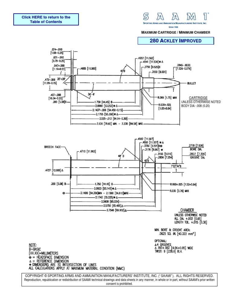 280 Ackley Improved Cartridge Specs | PDF | Firearms | Ammunition