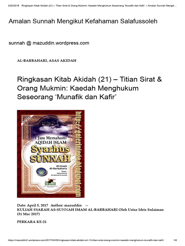 Titian Sirat: Hukum Munafik dan Kafir | PDF | Hukum | Agama & Spiritualitas