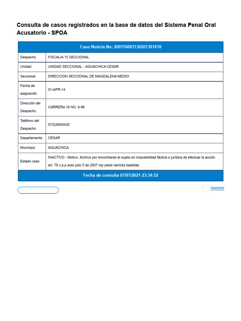 Consultas - Fiscalía General de La Nación | PDF