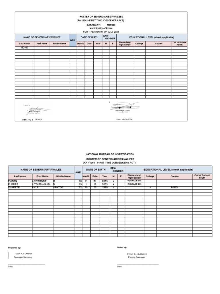 First Time Jobseekers Act Form | PDF